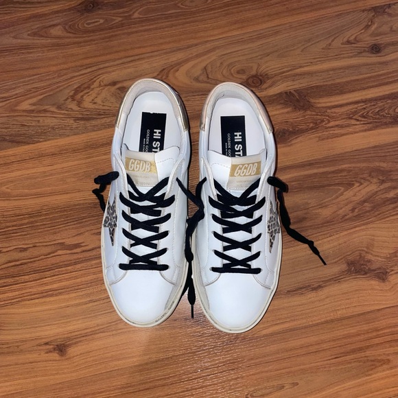 Golden Goose Hi Star Cheetah Star Gold Heel Tab Sneakers - Picture 2 of 5